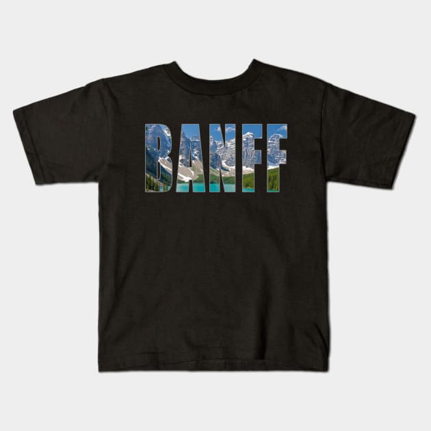 Banff Lake Louise Silhouette Kids T-Shirt by swiftscuba